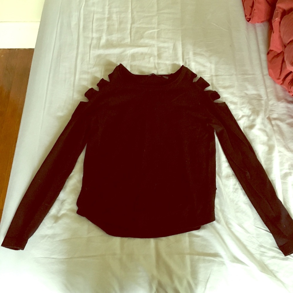 Black sweater with cutouts in shoulders